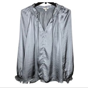 Womens Lucky brand grey blouse with bubble sleeves